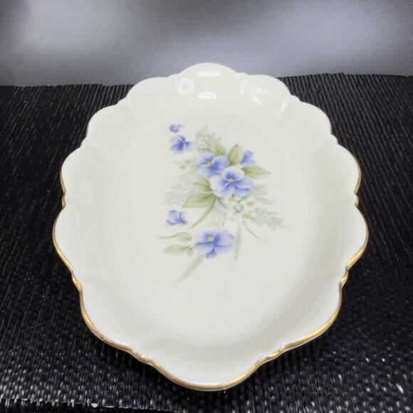 Vintage Pickard Fine China Porcelain Trinket Dish Tray USA Decorated Blue Flower - Picture 8 of 10
